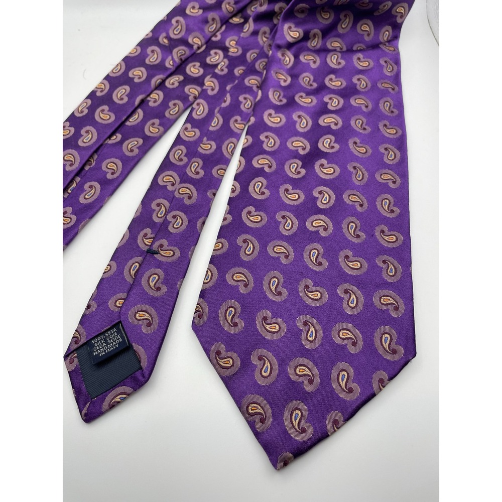 Altea Milano Purple Paisley Silk Tie Handmade in Italy Mens Necktie Classic